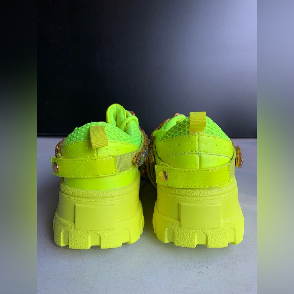 Cape Robbin Chunk Fever Sneakers Women’s Size 6 Neon Yellow‎ Chunky Platform - Picture 9 of 13